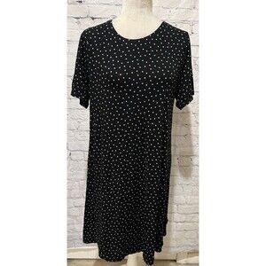 Ann Taylor Loft Navy Blue And White Polka Dot Dress Rayon Blend Size Medium